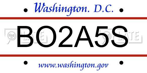 BO2A5S District Of Columbia License Plate