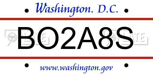 BO2A8S District Of Columbia License Plate