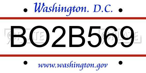 BO2B569 District Of Columbia License Plate
