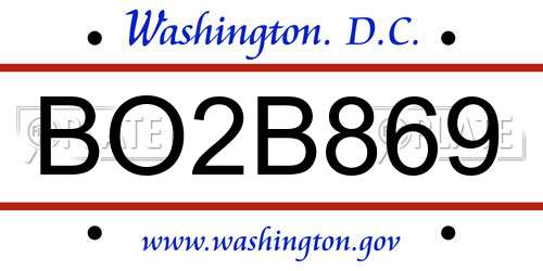 BO2B869 District Of Columbia License Plate