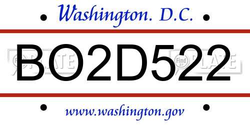 BO2D522 District Of Columbia License Plate