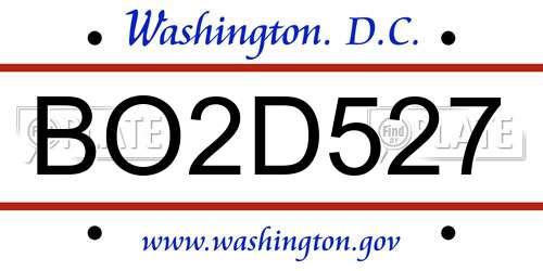 BO2D527 District Of Columbia License Plate