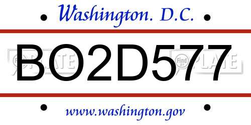 BO2D577 District Of Columbia License Plate