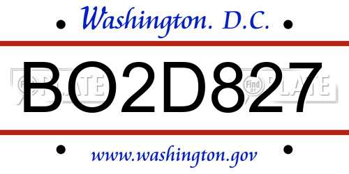 BO2D827 District Of Columbia License Plate