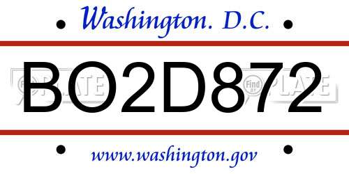BO2D872 District Of Columbia License Plate