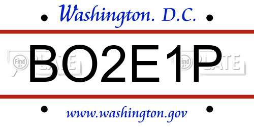 BO2E1P District Of Columbia License Plate