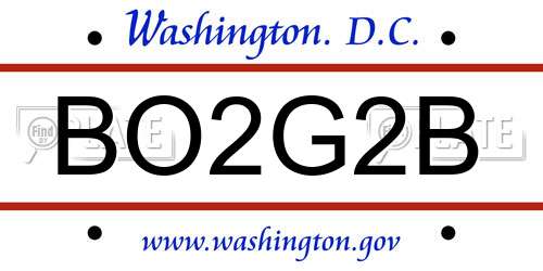 BO2G2B District Of Columbia License Plate