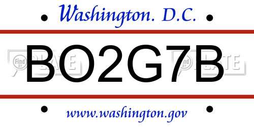 BO2G7B District Of Columbia License Plate