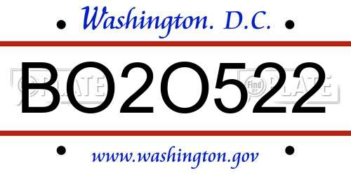 BO2O522 District Of Columbia License Plate