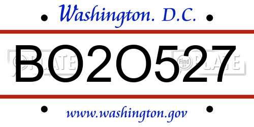 BO2O527 District Of Columbia License Plate