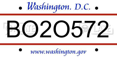BO2O572 District Of Columbia License Plate