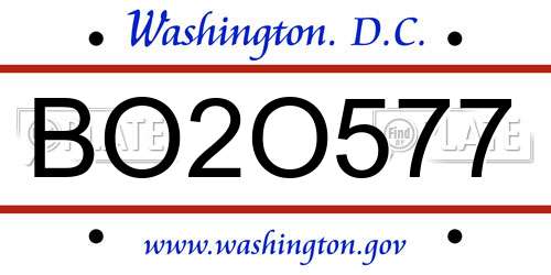 BO2O577 District Of Columbia License Plate