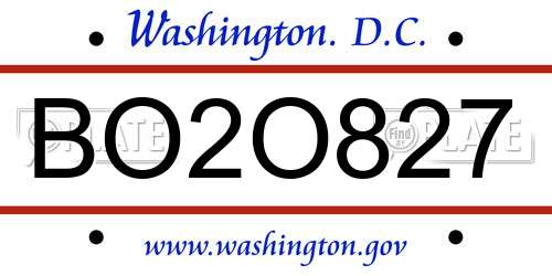 BO2O827 District Of Columbia License Plate