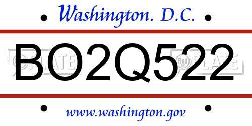BO2Q522 District Of Columbia License Plate