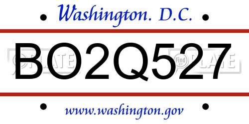 BO2Q527 District Of Columbia License Plate