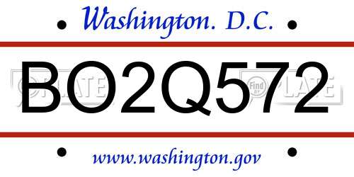 BO2Q572 District Of Columbia License Plate