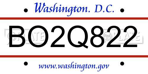 BO2Q822 District Of Columbia License Plate