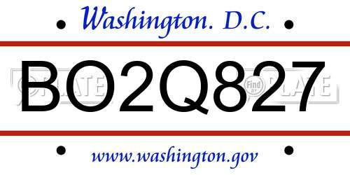 BO2Q827 District Of Columbia License Plate