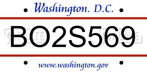 BO2S569 District Of Columbia License Plate