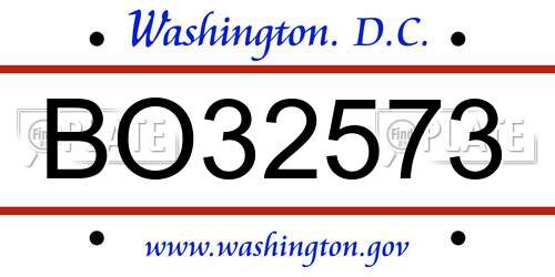 BO32573 District Of Columbia License Plate