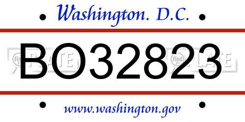 BO32823 District Of Columbia License Plate