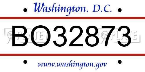 BO32873 District Of Columbia License Plate