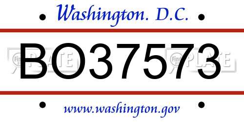 BO37573 District Of Columbia License Plate