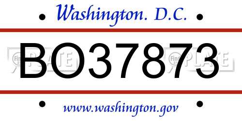 BO37873 District Of Columbia License Plate