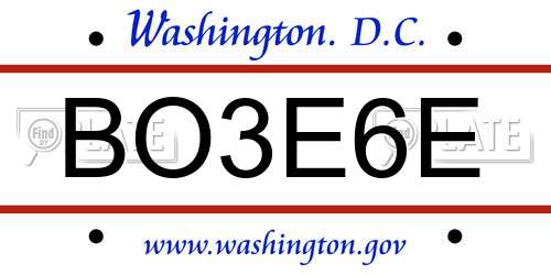 BO3E6E District Of Columbia License Plate