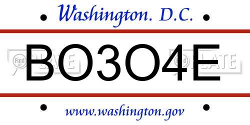 BO3O4E District Of Columbia License Plate