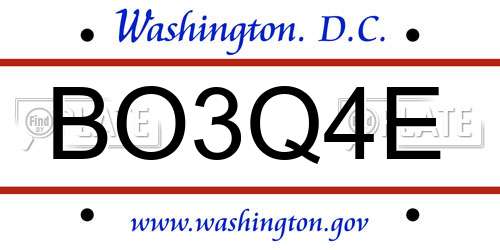 BO3Q4E District Of Columbia License Plate