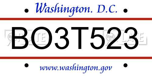 BO3T523 District Of Columbia License Plate