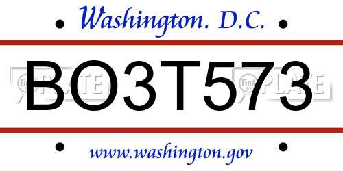 BO3T573 District Of Columbia License Plate