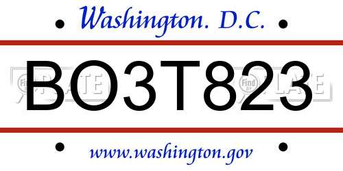 BO3T823 District Of Columbia License Plate