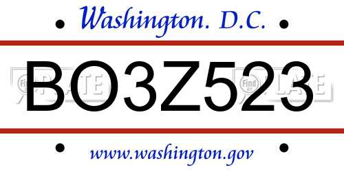 BO3Z523 District Of Columbia License Plate