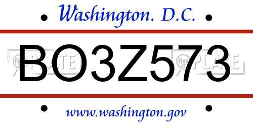 BO3Z573 District Of Columbia License Plate