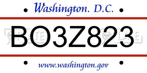 BO3Z823 District Of Columbia License Plate