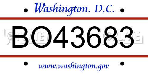 BO43683 District Of Columbia License Plate