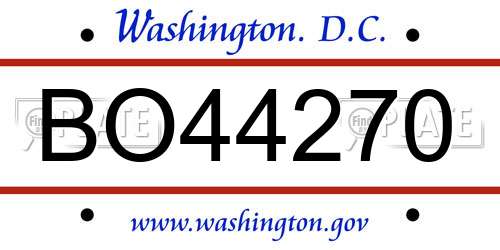 BO44270 District Of Columbia License Plate