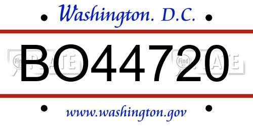 BO44720 District Of Columbia License Plate