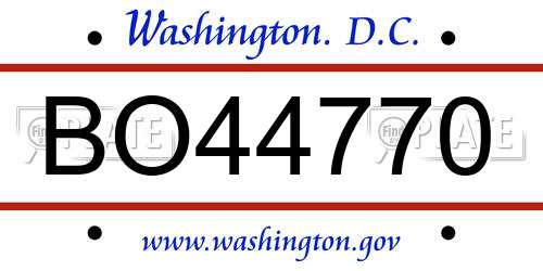 BO44770 District Of Columbia License Plate