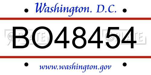 BO48454 District Of Columbia License Plate