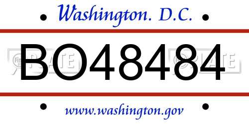 BO48484 District Of Columbia License Plate