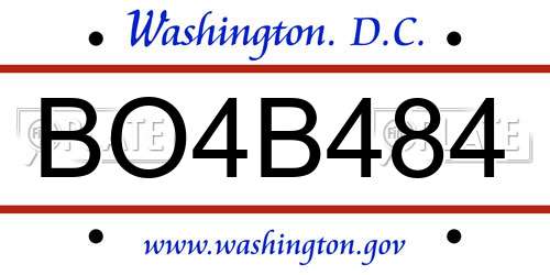 BO4B484 District Of Columbia License Plate