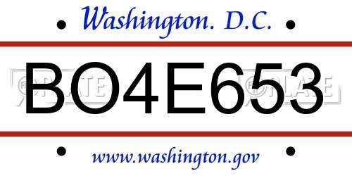 BO4E653 District Of Columbia License Plate