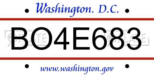 BO4E683 District Of Columbia License Plate