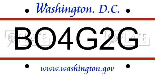 BO4G2G District Of Columbia License Plate