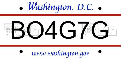BO4G7G District Of Columbia License Plate