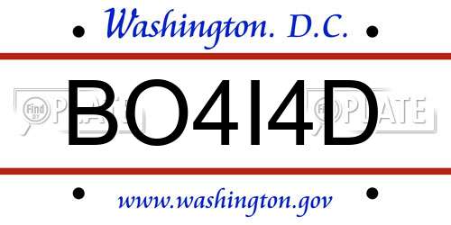 BO4I4D District Of Columbia License Plate