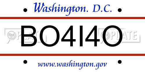 BO4I4O District Of Columbia License Plate
